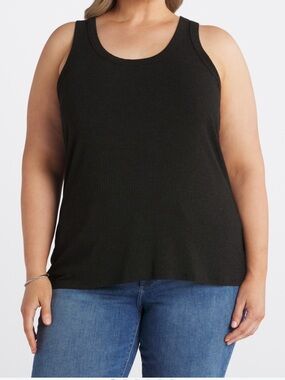 Market & Spruce Ribbed Knit Scoop Neck Tank 1X